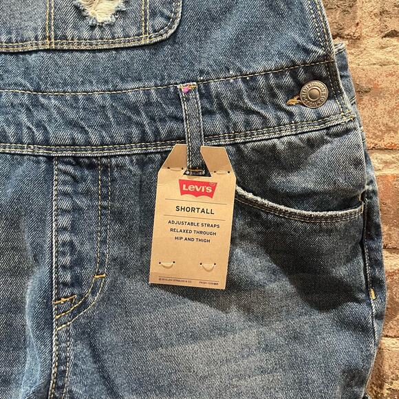 NWT Levi's Girls Shortalls Blue Denim Overall Size 14 Reg - Picture 3 of 12
